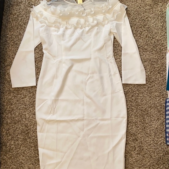 Off white ruffle midi dress - Picture 4 of 9